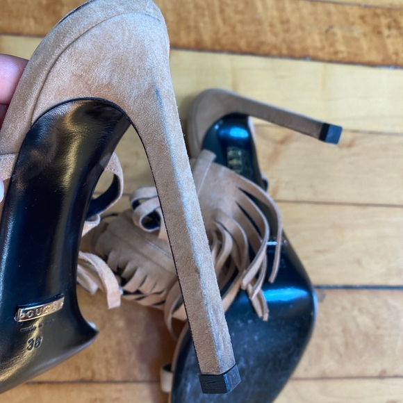Gucci Becky Tan Hi Camelia Western Fringe Suede High Heels Brown - Picture 6 of 8